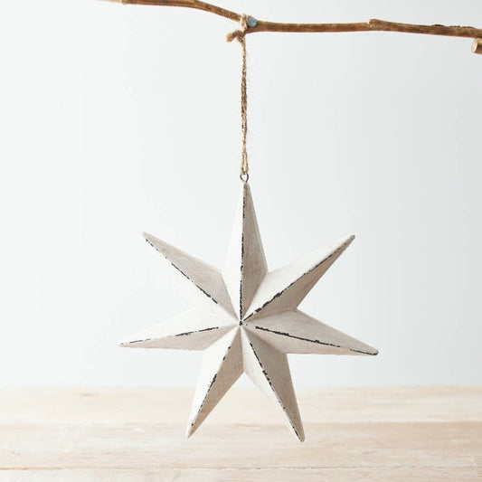 Medium Rustic White Hanging Star
