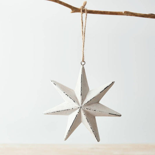 Small Rustic White Hanging Star